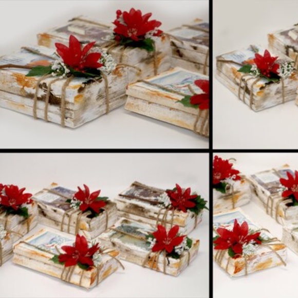 Rustic Christmas Holiday Floral Arrangement Centerpiece, Upcycled, Books, Shabby - Picture 6 of 8